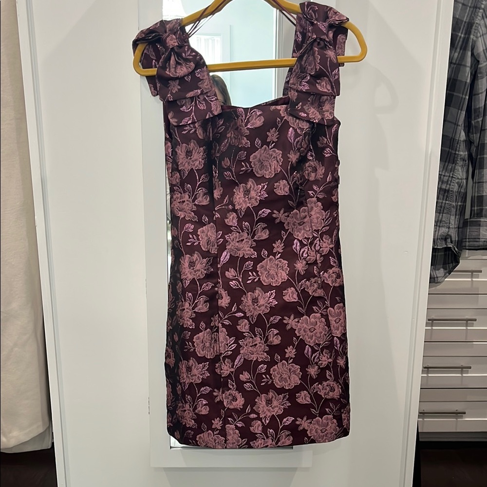 Floral Sleeveless Dress in Burgundy and Pink